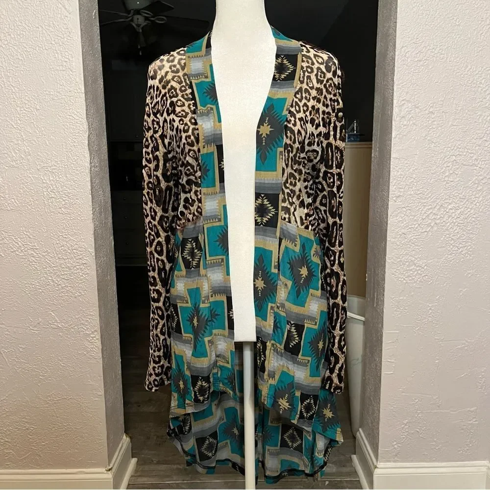 Crazy Train Cardigan Size Small Sheer Animal Print Southwestern​ - Picture 4 of 13